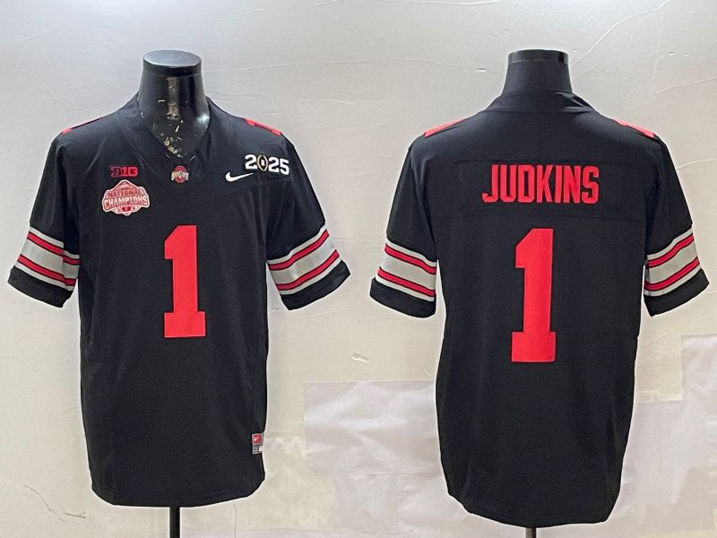 Men Ohio State Buckeyes #1 Judkins Black Three generations Nike 2025 NCAA Jersey